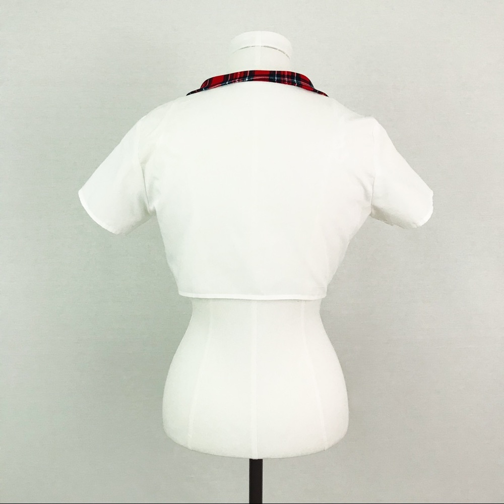 Vintage Tie-Detail Plaid Crop Top | Size S - Picture 4 of 4
